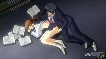 Smallish schoolgirl caught in the act in this Asian hentai.