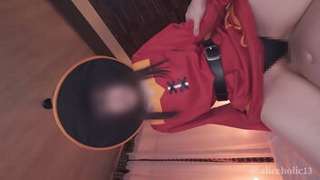 Megumin cosplay with an NTR ecchi twist in a hentai video.