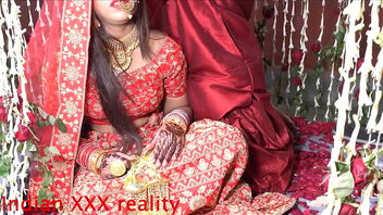 Marriage in Hindi with hot and cock-squeezing pussy and small tits