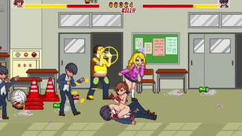 Manga porn game with hot teen in school gang bang scene