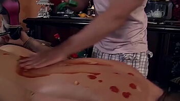 Submissive slut gets punished with a dirty food task in this BDSM scene.