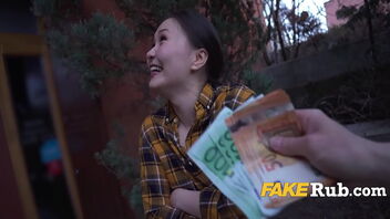 Asian beauty gets paid for Point of view fuckfest videos