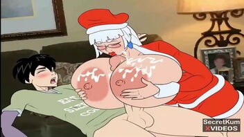 A Santa-themed adult film with a Cougar cosplaying as Mrs. Claus with big melon and ass-fuck sex.