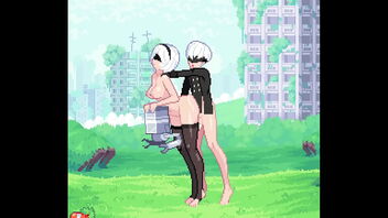 2B from Nier: Automata is a superslut who enjoys to fuck with 9S in this anime porn.