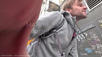 Gay threesome with Maxime Horns and no condom sex in Paris